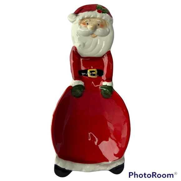 Ceramic Spoon Rest Hand Painted Christmas Santa Decor Red White Multi Color - Picture 2 of 9